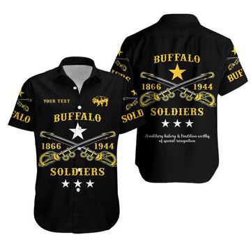 Personalized Buffalo Soldiers Hawaiian Shirt African American Military Simple Style - Black