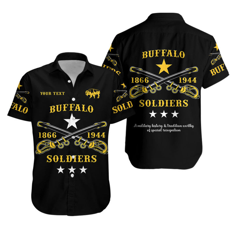 Personalized Buffalo Soldiers Hawaiian Shirt African American Military Simple Style - Black