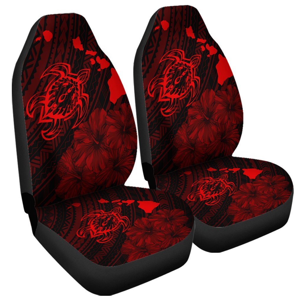 Hawaiian Hibiscus Sea Turtle Swim Polynesian Car Seat Covers - Red