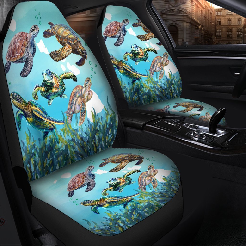 Hawaiian Map Sea Turtles Ocean Polynesian Car Seat Covers