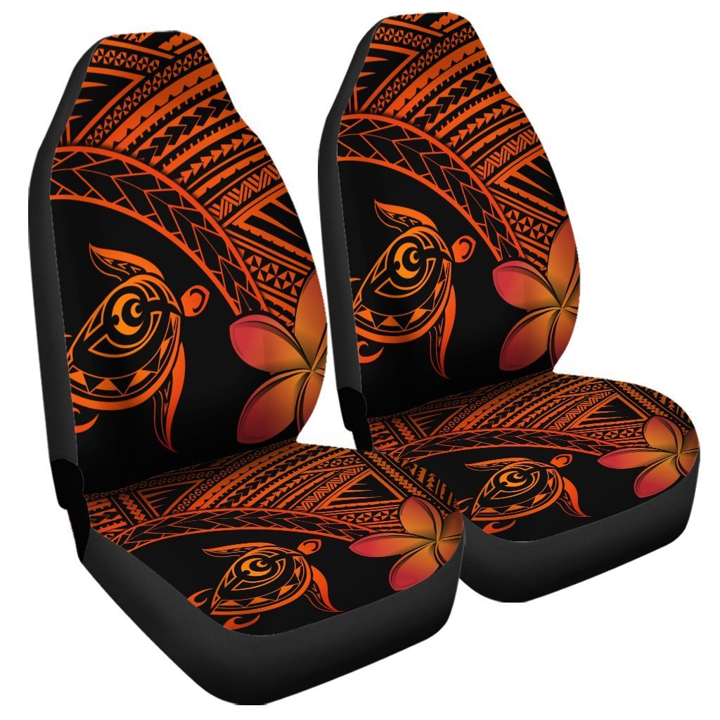 Hawaiian Turtle Plumeria Kakau Polynesian Quilt Car Seat Covers Neo Orange