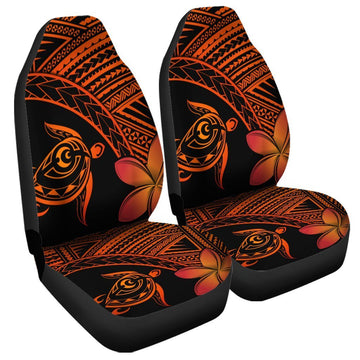 Hawaiian Turtle Plumeria Kakau Polynesian Quilt Car Seat Covers Neo Orange