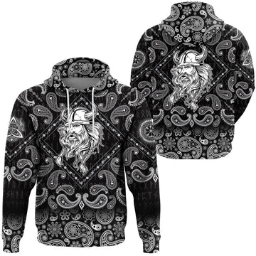 Viking Hoodie Head Viking with Bandana Paisley Style RLT12
