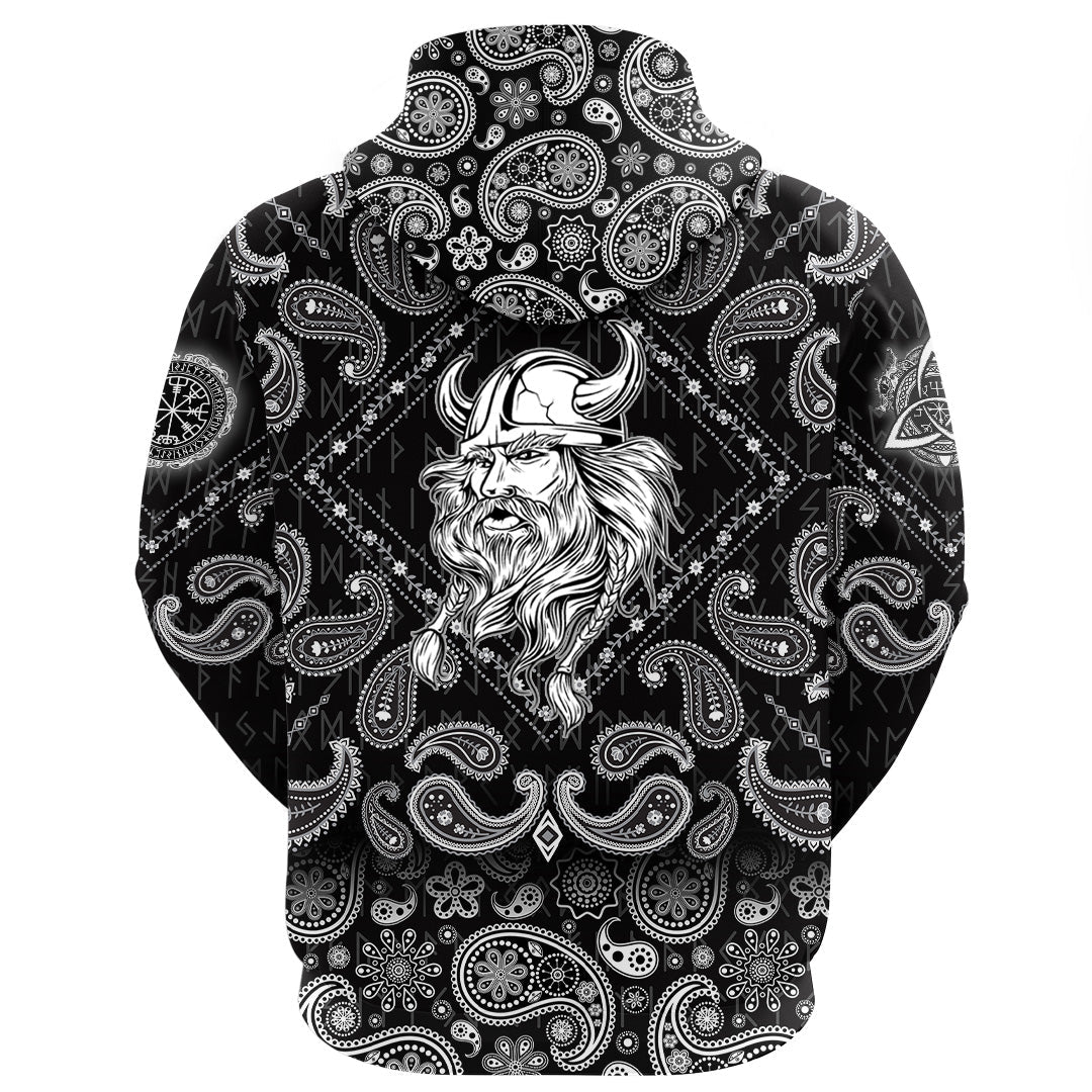 Viking Hoodie Head Viking with Bandana Paisley Style RLT12