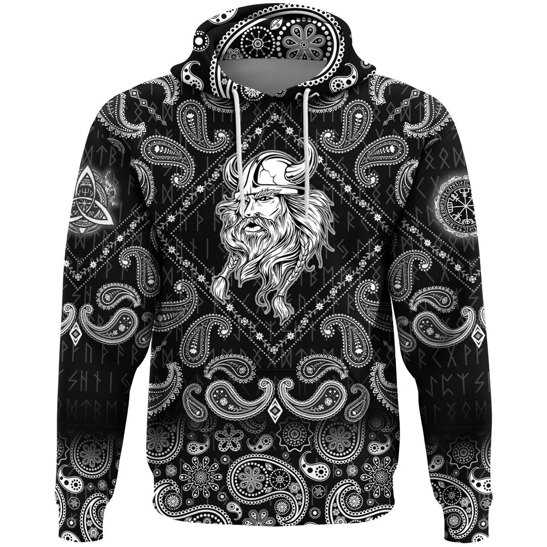 Viking Hoodie Head Viking with Bandana Paisley Style RLT12