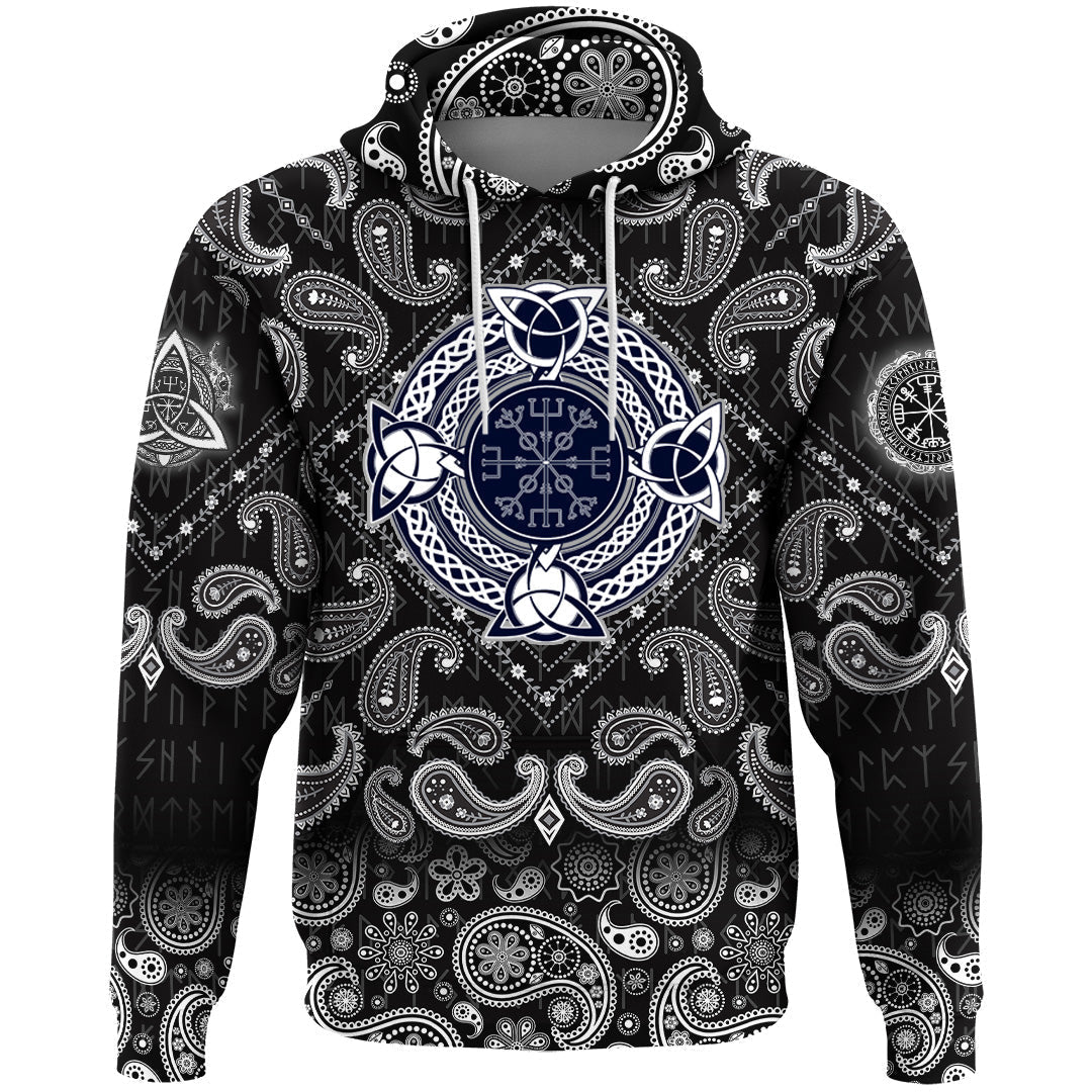 Viking Hoodie Helm Of Awe Celtic Trinity Knot with Bandana Paisley Style RLT12
