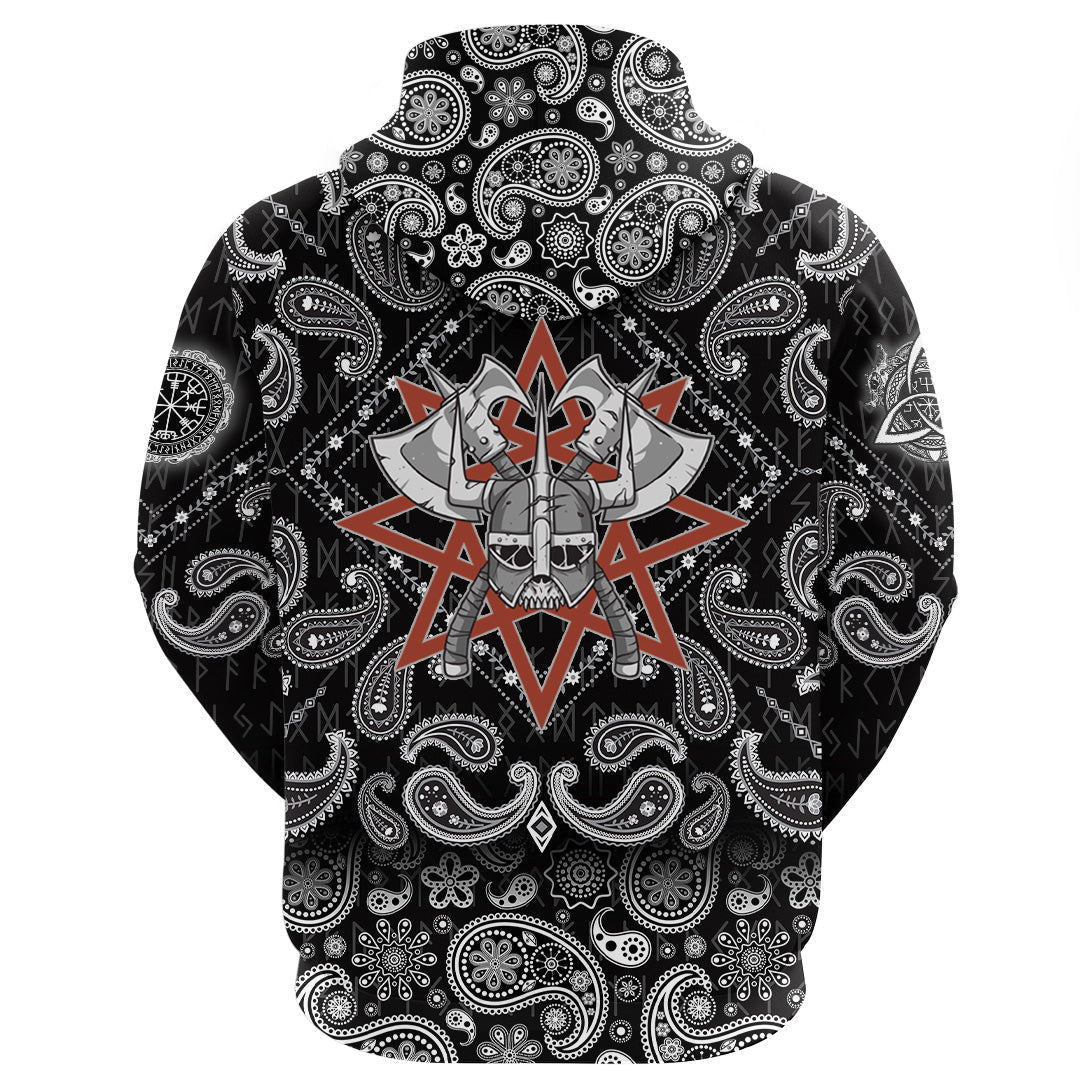 Viking Hoodie Helmet Background Star with Bandana Paisley Style RLT12