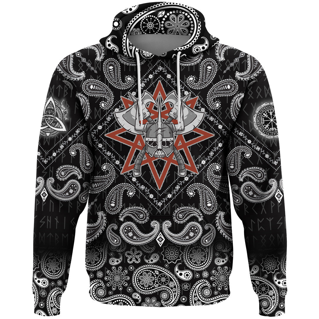 Viking Hoodie Helmet Background Star with Bandana Paisley Style RLT12