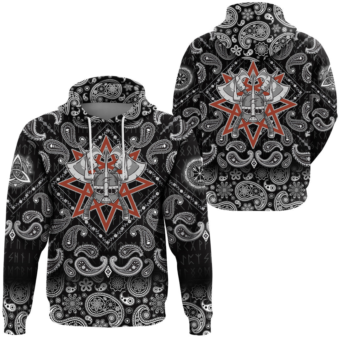 Viking Hoodie Helmet Background Star with Bandana Paisley Style RLT12