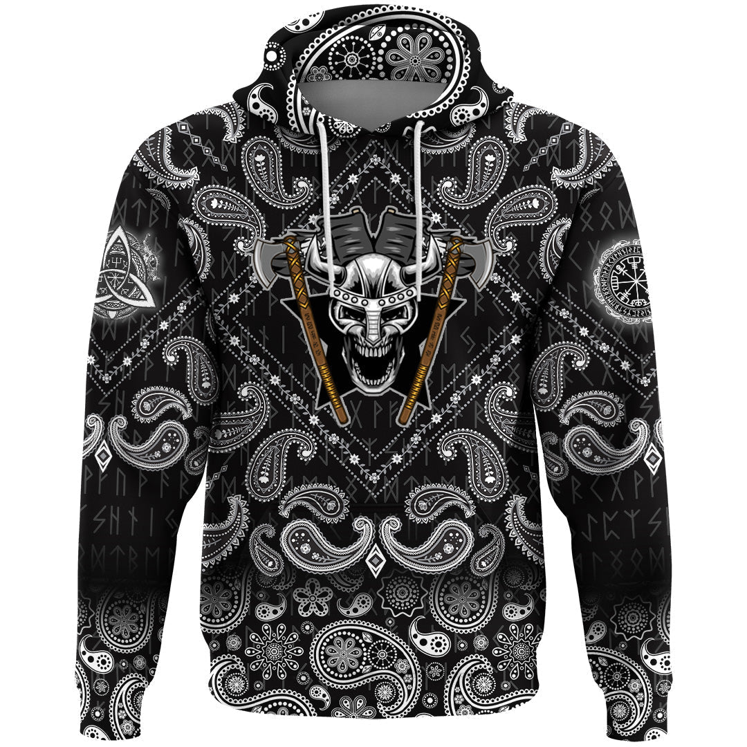Viking Hoodie Helmet Head with Bandana Paisley Style RLT12