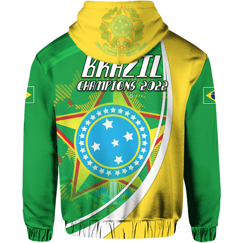 Brazil Football Hoodie Coat Of Arms Canarinha Champions Football 2022 LT9