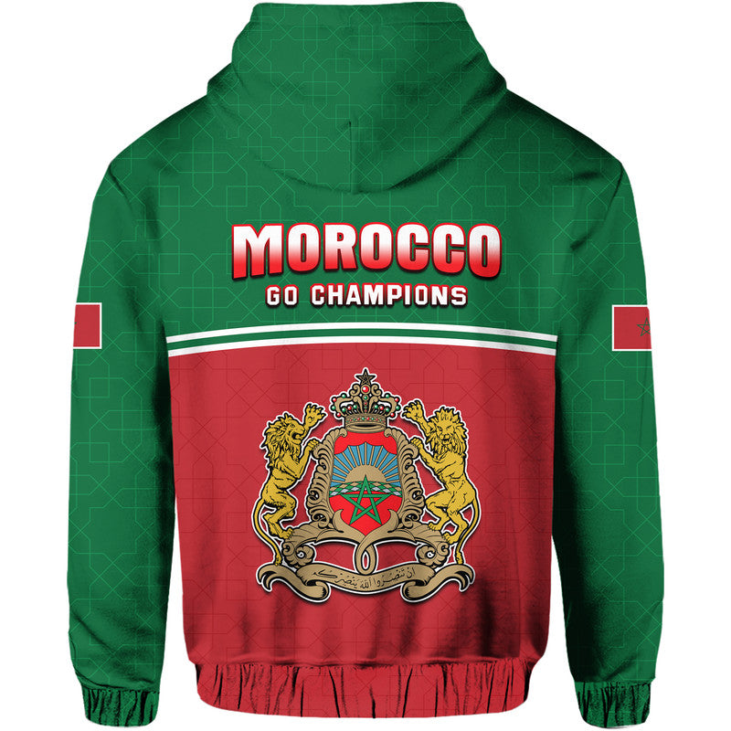 Morocco Football Geometric Halftone Pattern Zip Up And Pullover Hoodie LT9