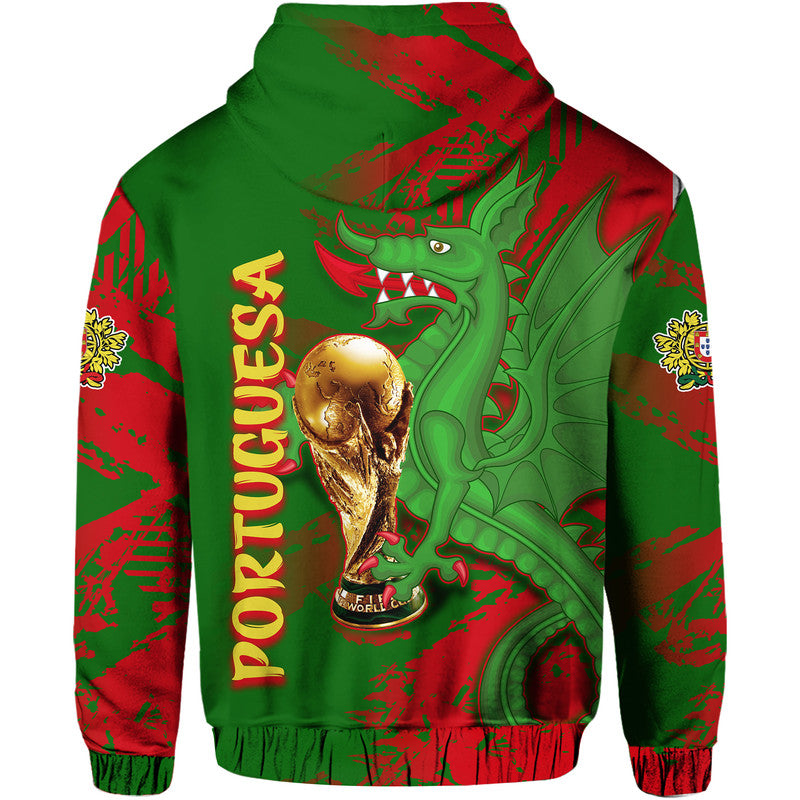 Portugal Football Hoodie Dragon of Royal Arms During The Reign of Queen Maria II LT9
