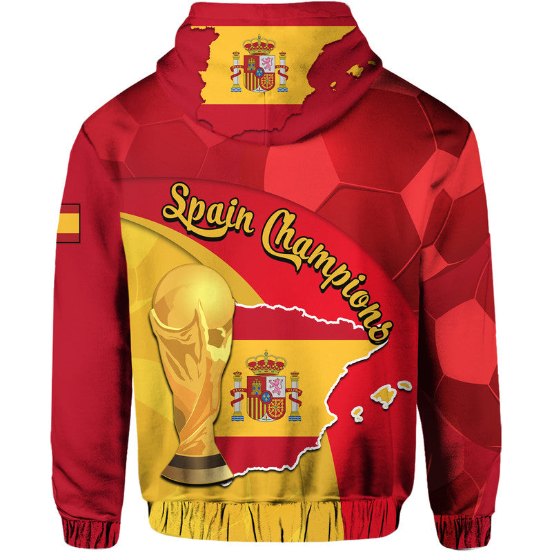 Spain Football Champions Hoodie Spain Coat Of Arms And Trophy LT9