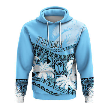 Custom Fiji Day Hoodie Flying Fijians Masi Kesa Style - Turquoise LT7