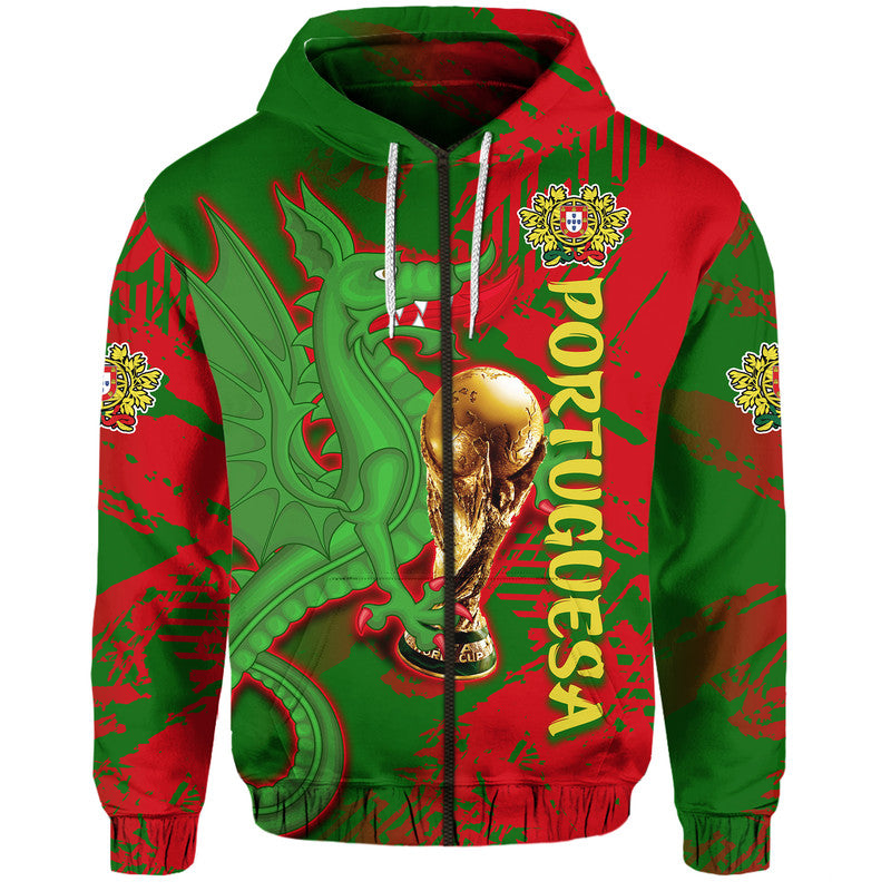 Custom Portugal Football Hoodie Dragon of Royal Arms During The Reign of Queen Maria II LT9