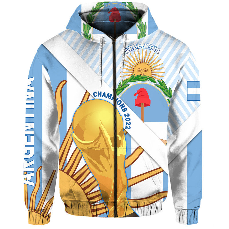 Argentina Champions Football 2022 Hoodie La Albiceleste Sol de Mayo LT9