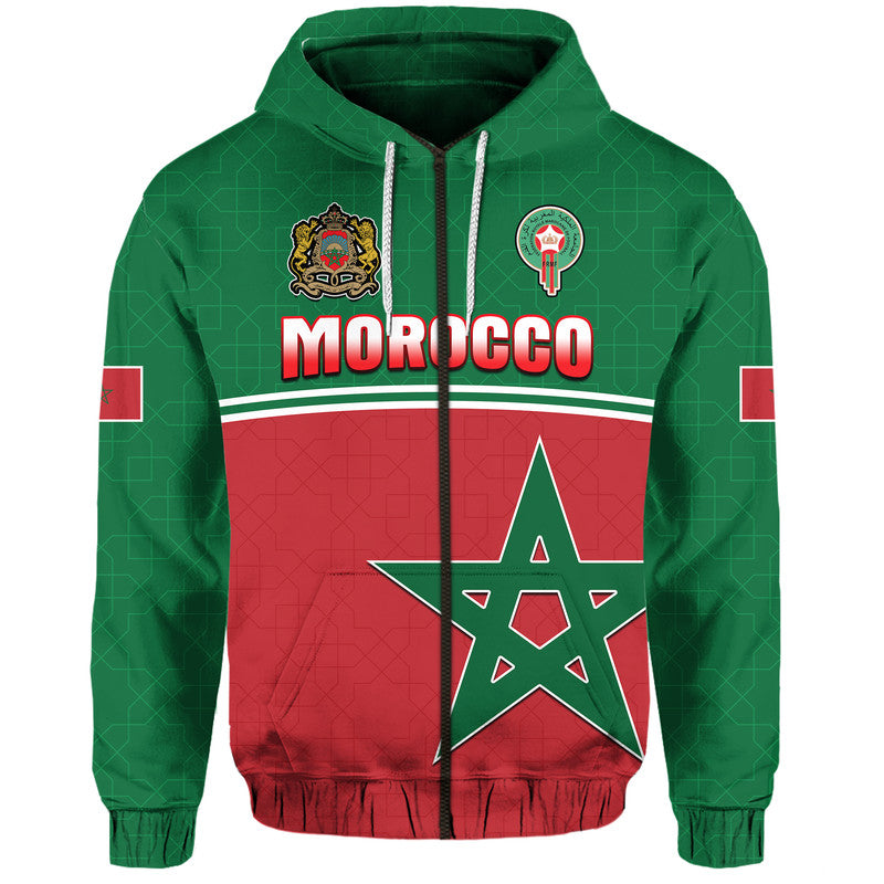 Custom Morocco Football Geometric Halftone Pattern Hoodie LT9