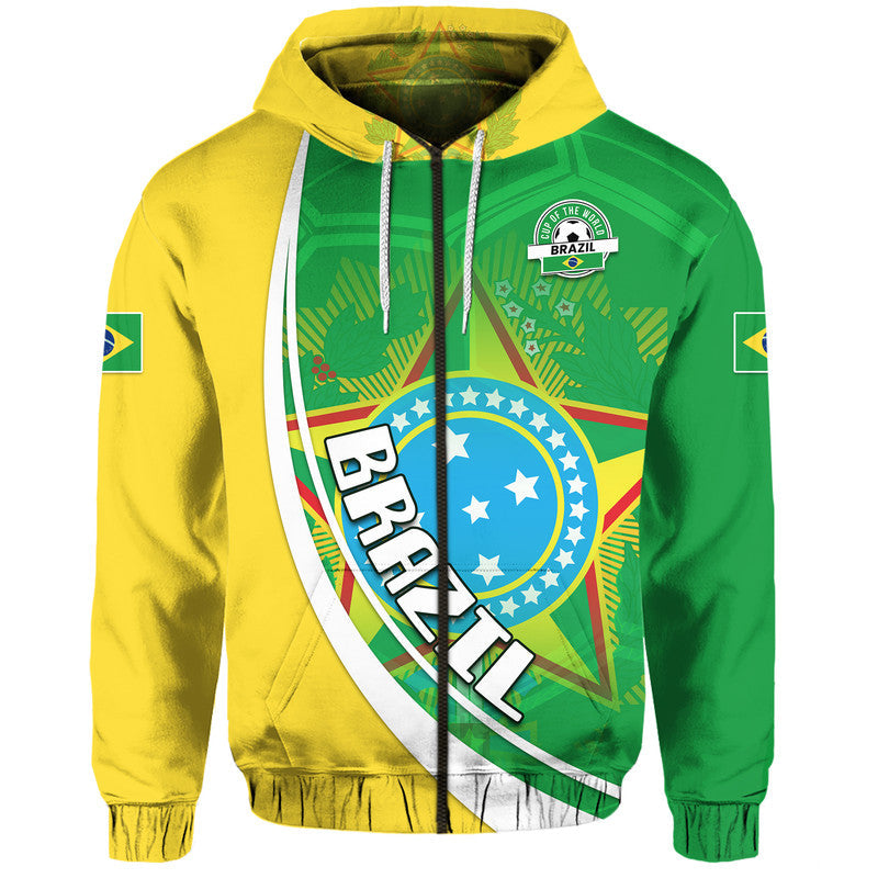 Brazil Football Hoodie Coat Of Arms Canarinha Champions Football 2022 LT9