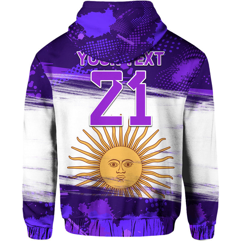 Custom Argentina Sol de Mayo La Albiceleste Flag Style Hoodie Purple LT9