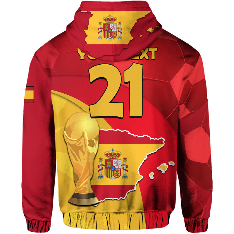 Custom Spain Football Champions Hoodie Spain Coat Of Arms And Trophy LT9