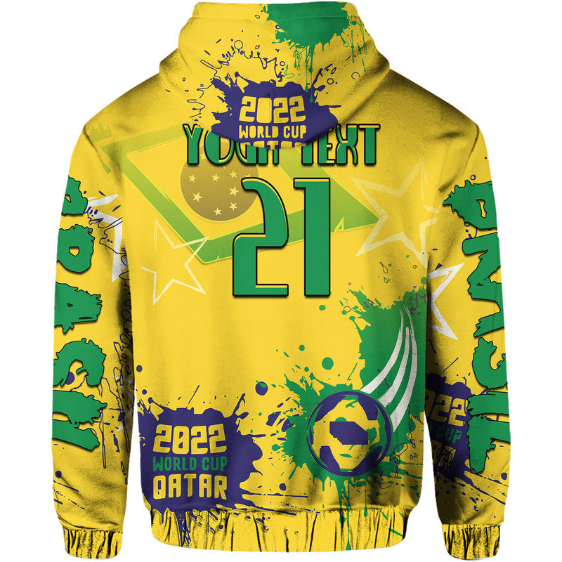 Custom Brazil Football 2022 Hoodie LT9