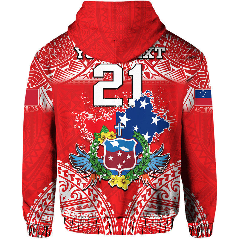 Custom Toa Samoa Polynesian Rugby Hoodie Samoan Flag Red Color LT9