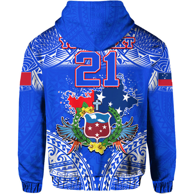 Custom Toa Samoa Polynesian Rugby Hoodie Samoan Flag Blue Color LT9