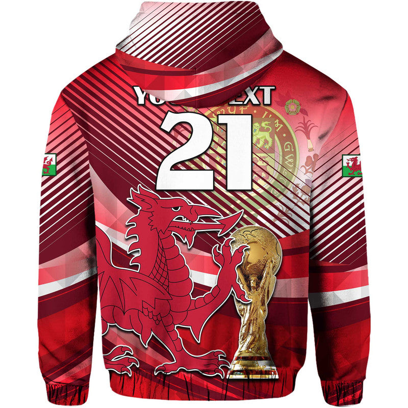 Custom Wales Football Champions Qatar 2022 Sport Style Hoodie Red LT9
