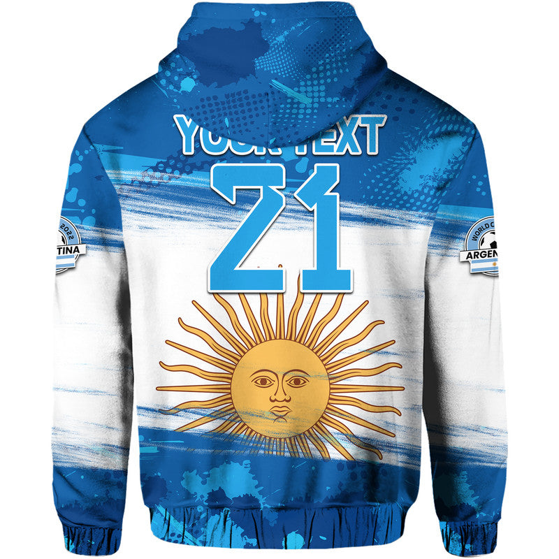 Custom Argentina Sol de Mayo La Albiceleste Flag Style Hoodie Blue LT9
