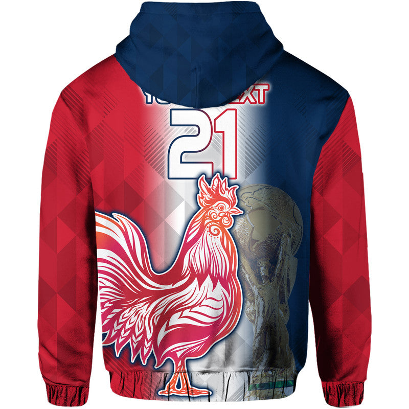 Custom France Football Hoodie Roosters Champions 2022 LT9
