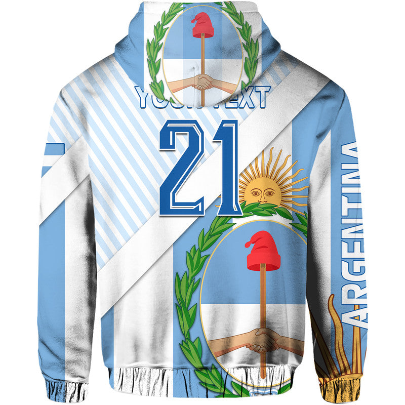 Custom Argentina Champions Football 2022 Hoodie La Albiceleste Sol de Mayo LT9