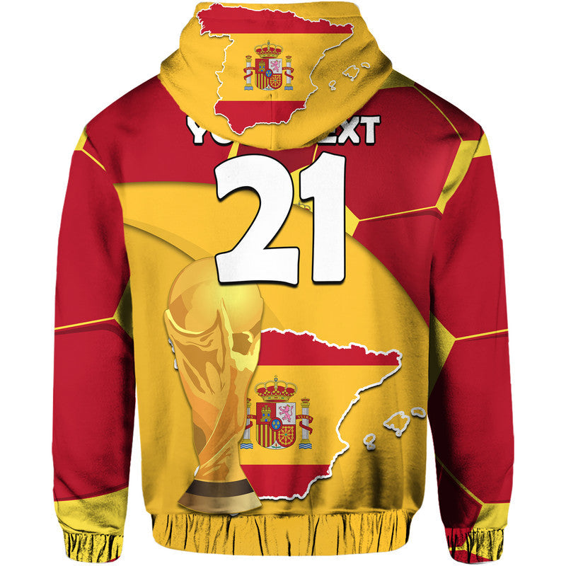Custom Spain Football Champions Hoodie Spain Flag With Soccer Ball LT9