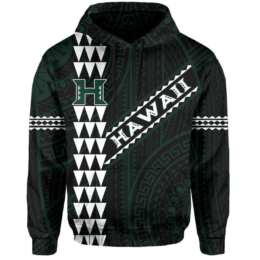 Polynesian Kakau Warrior Turtle American Football Map Of Hawaii Hoodie Black