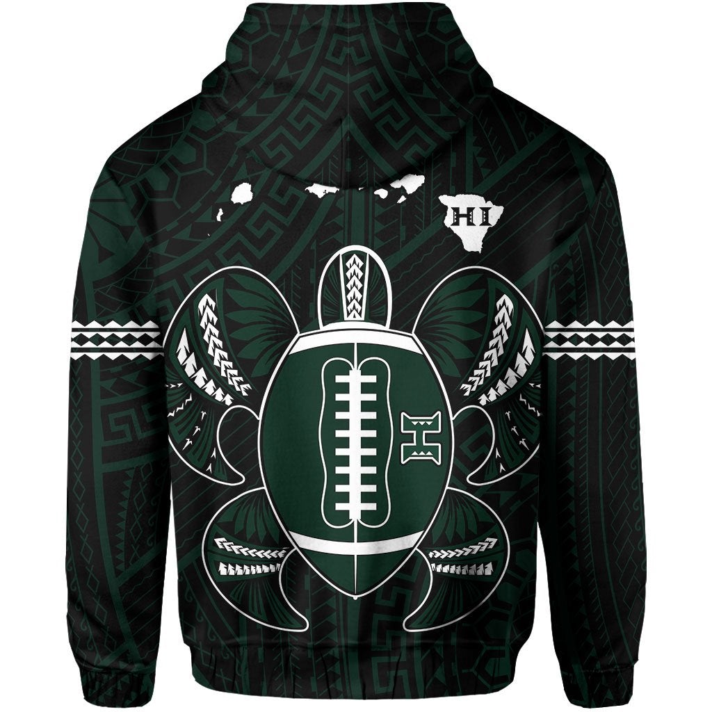 Polynesian Kakau Warrior Turtle American Football Map Of Hawaii Hoodie Black