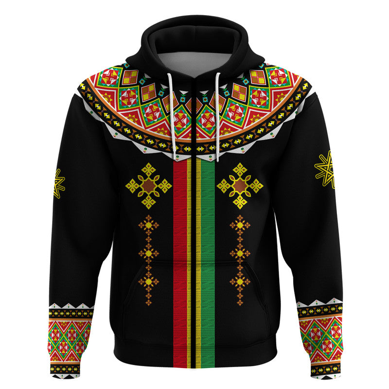 Custom Ethiopia Cross Hoodie Geometric Ethnic LT9