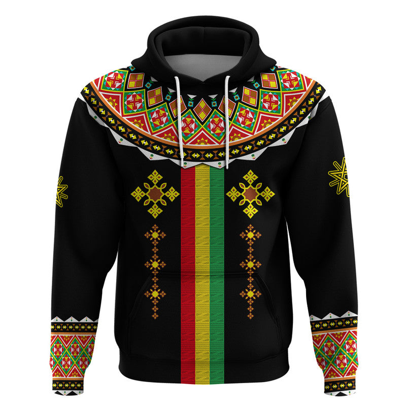 Custom Ethiopia Cross Hoodie Geometric Ethnic LT9