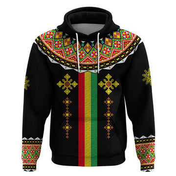 Custom Ethiopia Cross Hoodie Geometric Ethnic LT9