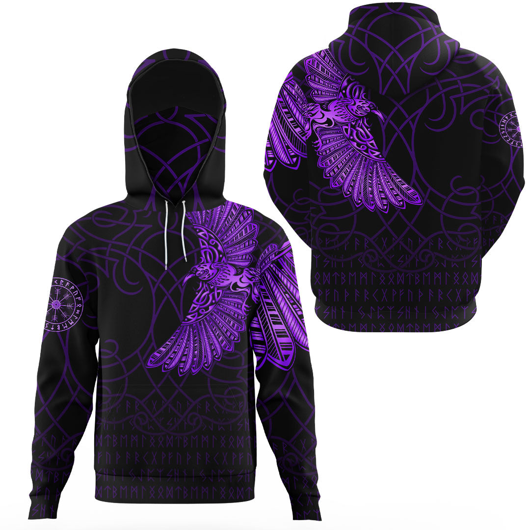 Viking Clothing Viking Odins Raven Tattoo Purple Version Gaiter Hoodie RLT12