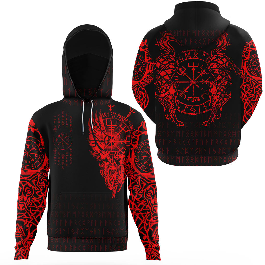 Viking Clothing Viking Compass Vegvisir Tattoo Red Version Gaiter Hoodie RLT12