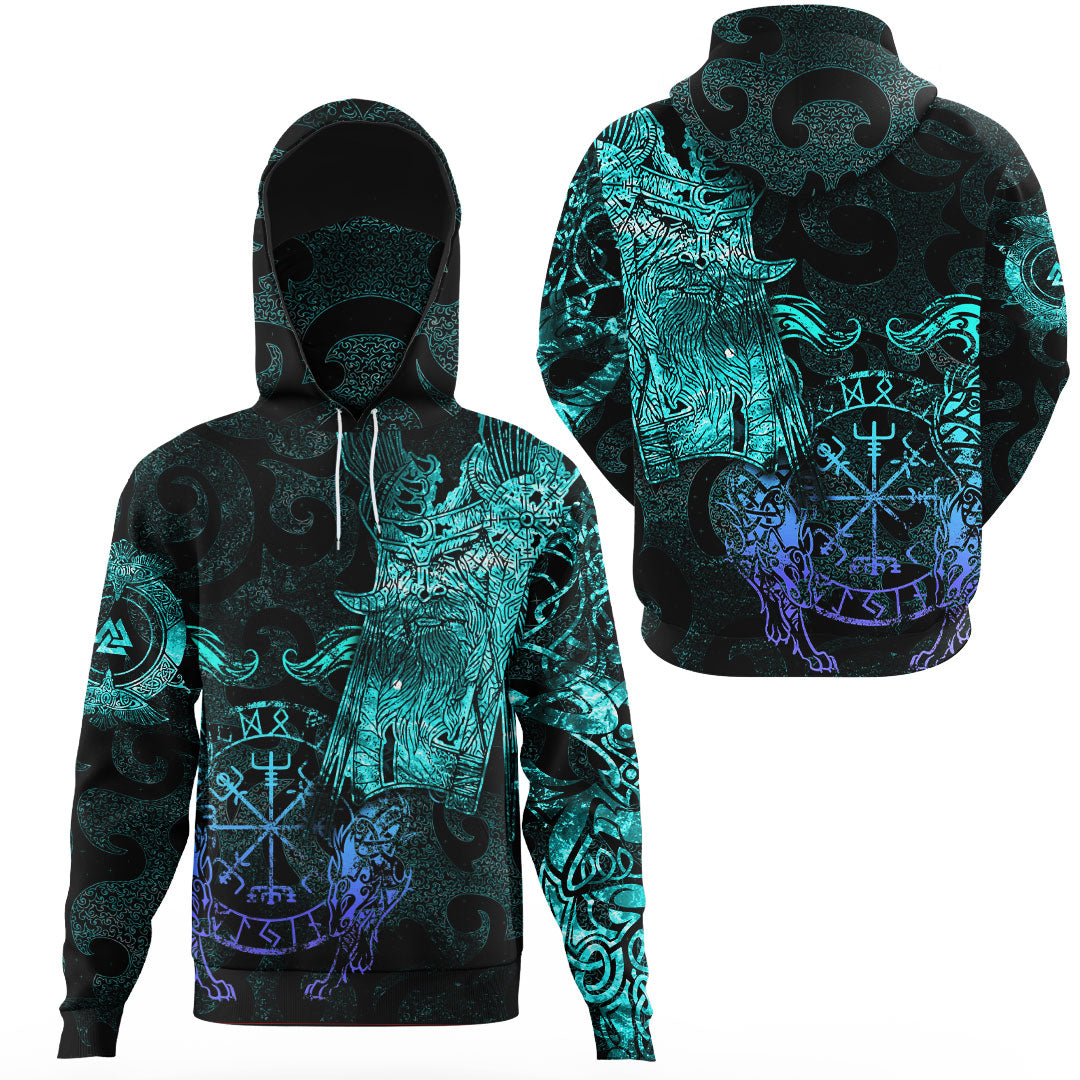 Viking Clothing Viking Odin Tattoo Cyan Version Gaiter Hoodie RLT12