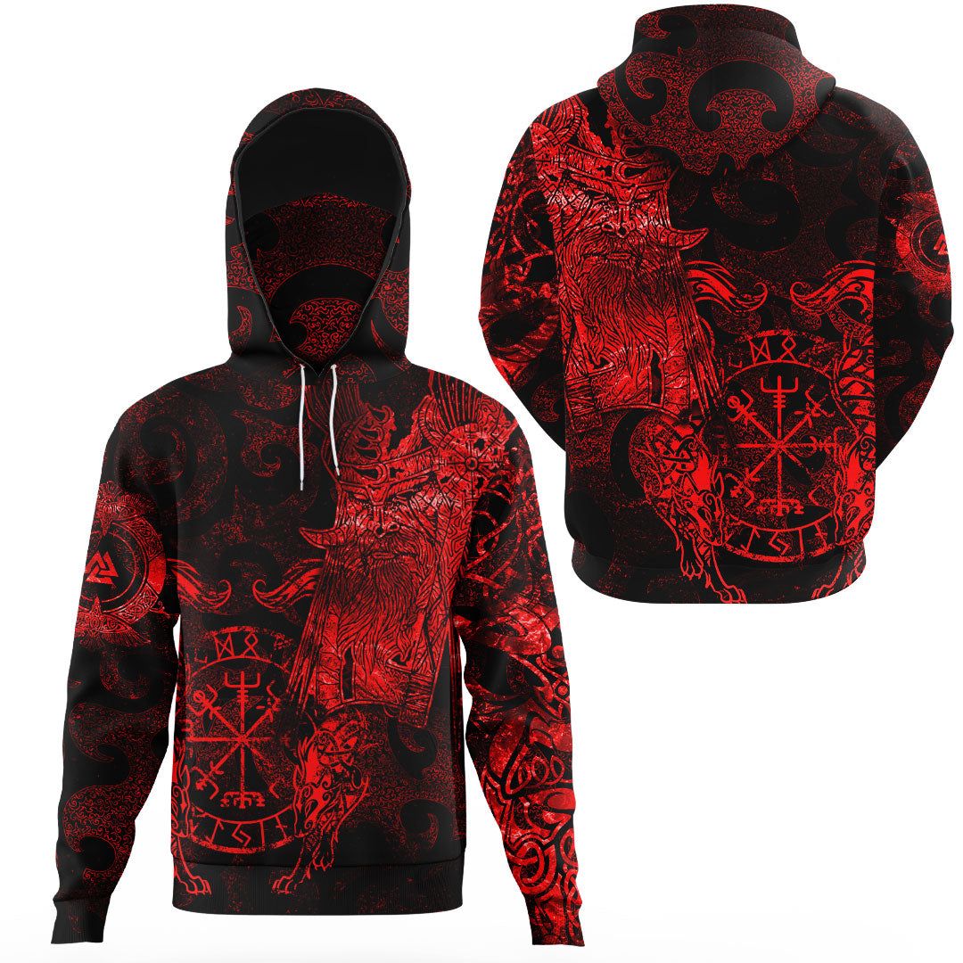 Viking Clothing Viking Odin Tattoo Red Version Gaiter Hoodie RLT12