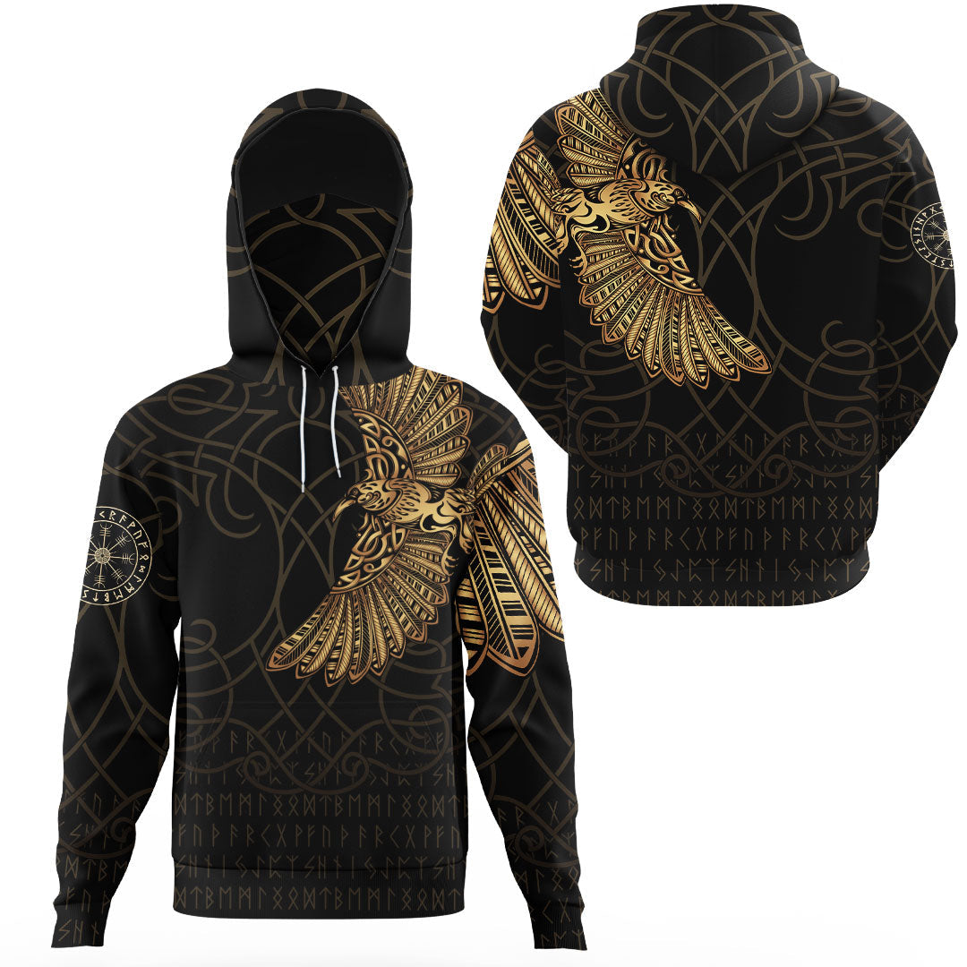 Viking Clothing Viking Odins Celtic Ravens Gold Version Gaiter Hoodie RLT12