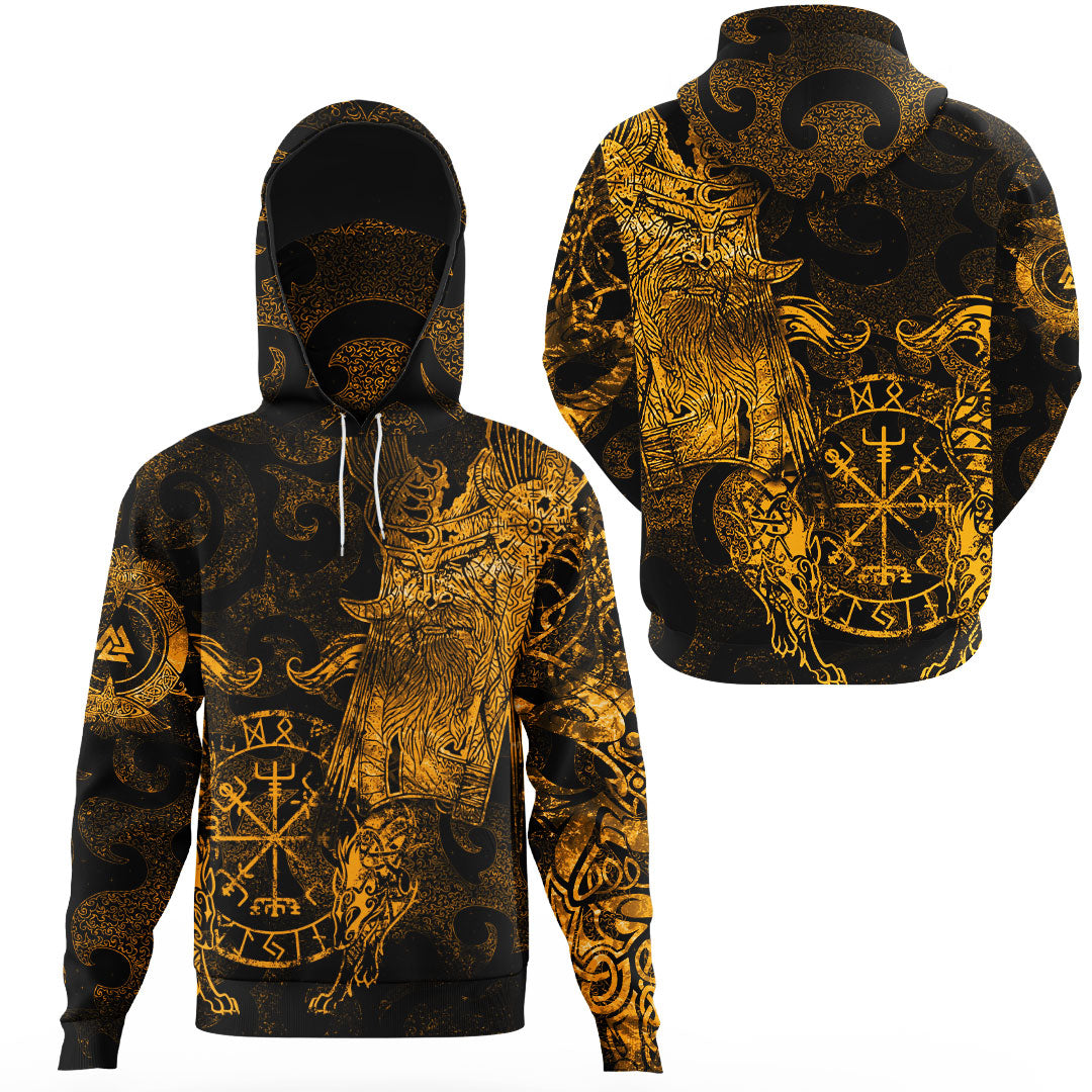 Viking Clothing Viking Odin Tattoo Gold Version Gaiter Hoodie RLT12
