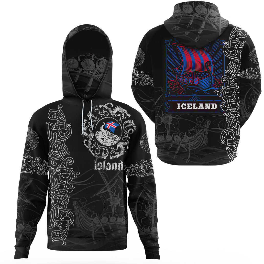 Viking Clothing Viking Drakkar Iceland Warship Gaiter Hoodie RLT12