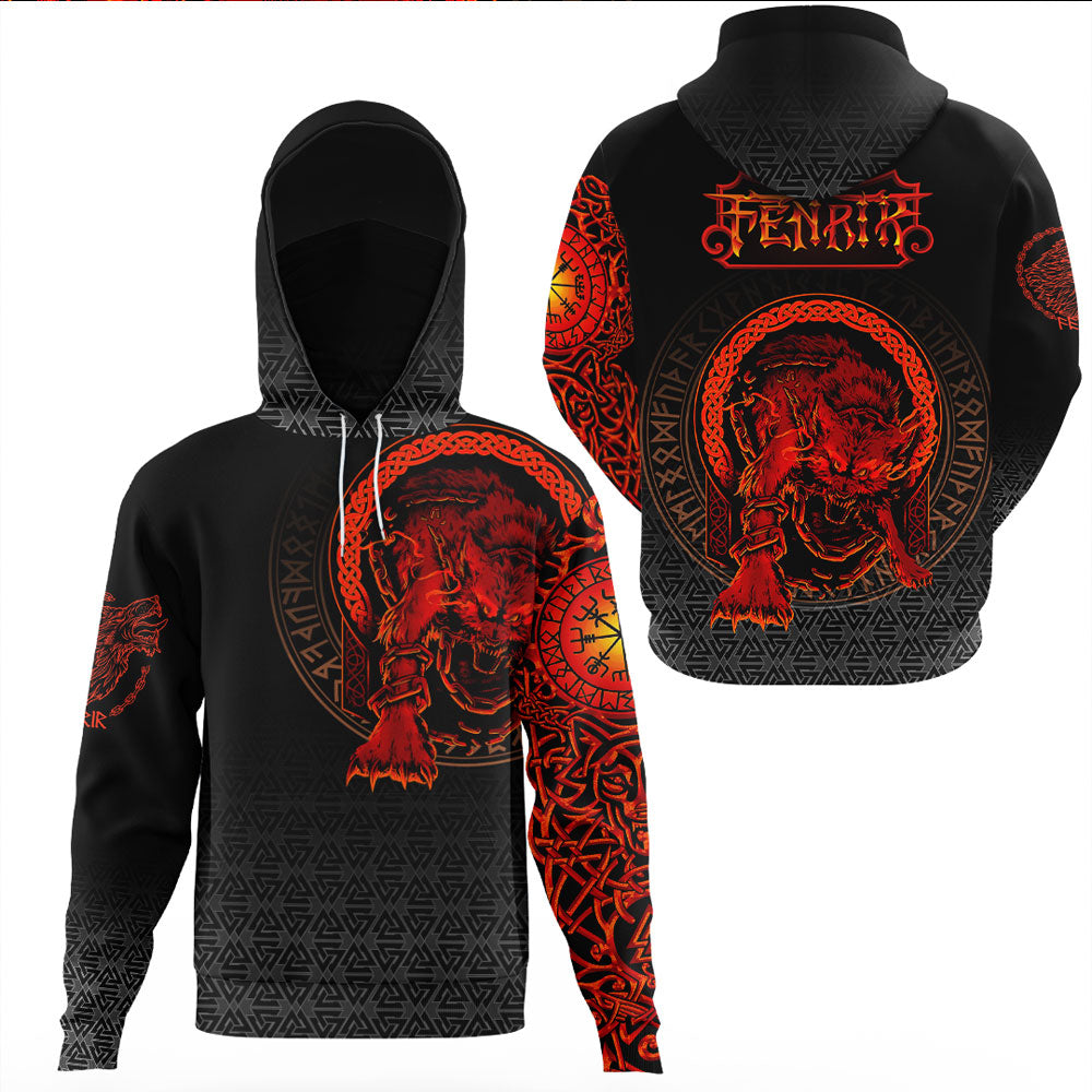 Viking Clothing Viking Fenrir Norse 3D Gaiter Hoodie RLT12