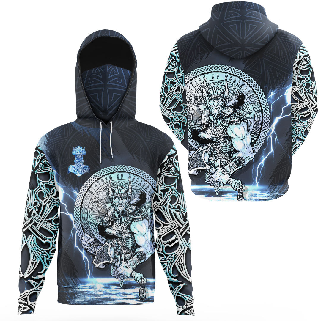 Viking Clothing Viking Thor Norse God of Thunder Gaiter Hoodie RLT12