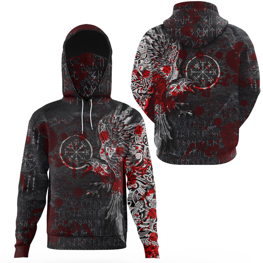 Viking Clothing Viking Odin Raven Tattoo Style Blood Version Gaiter Hoodie RLT12