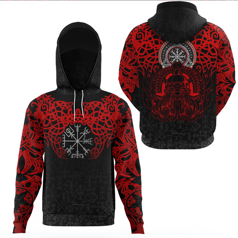 Viking Clothing Viking Odin Helm Of Awe (Red) Gaiter Hoodie RLT12