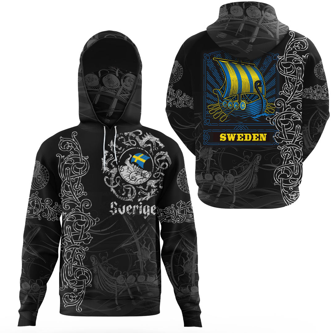 Viking Clothing Viking Drakkar Sweden Warship Gaiter Hoodie RLT12